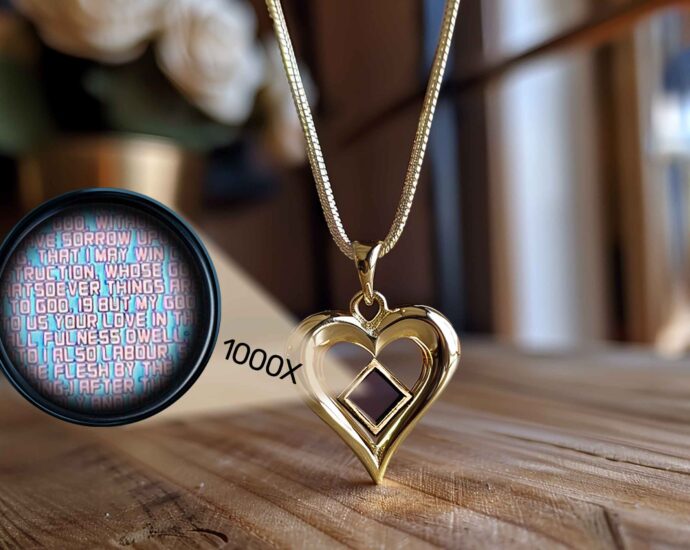Jewelry in the Bible: Gold Heart Pendant With Micro Bible Chip Inside From My Nano Jewelry