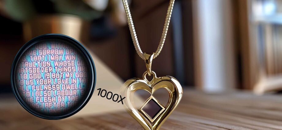 Jewelry in the Bible: Gold Heart Pendant With Micro Bible Chip Inside From My Nano Jewelry